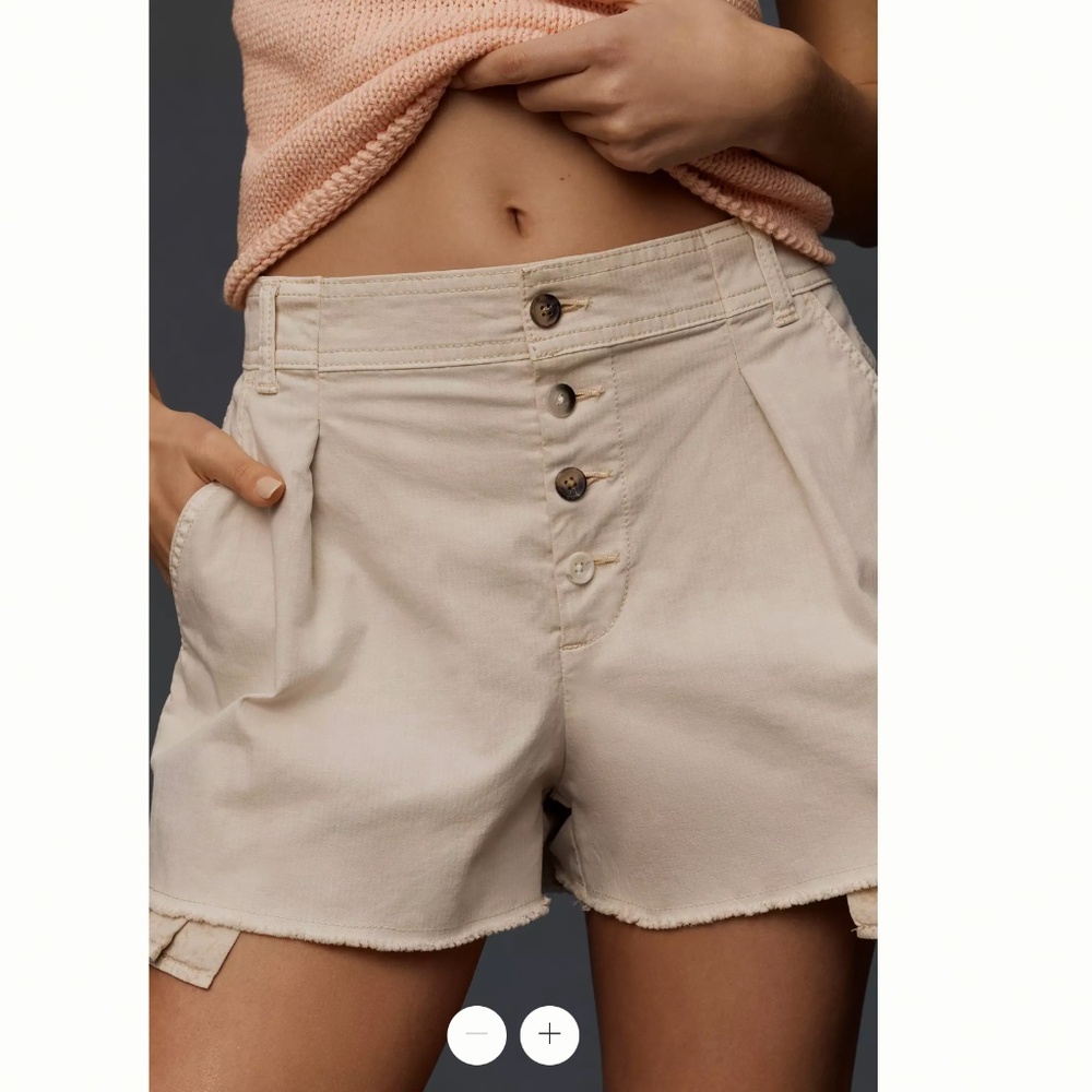 Anthropologie Linen Blend Pleated Button-Front Shorts- size XL